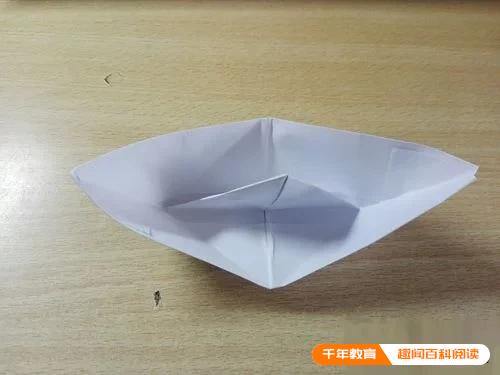 折纸轮船步骤图片,手工折纸小船,怎么折平底纸船(图9)
